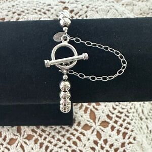 Silver bead Silpada bracelet with toggle and chain